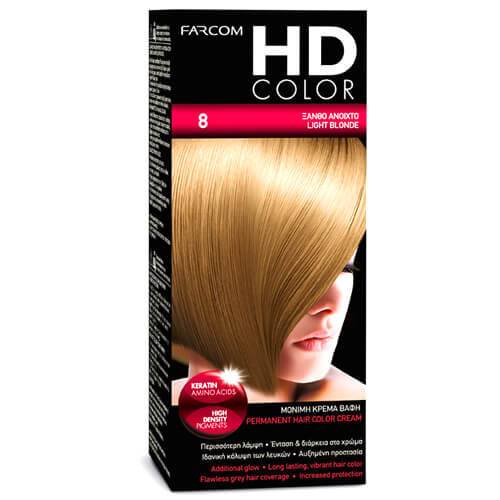 FARCOM HD color βαφή μαλλιών No8 60ml
