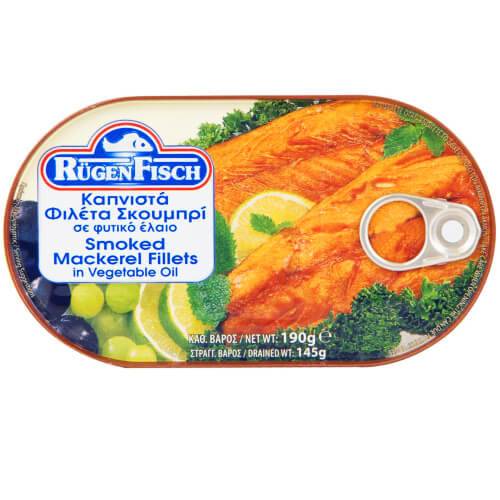 RUGEN FISCH σκουμπρί φιλέτο καπνιστό σε φυτικό λάδι 190gr
