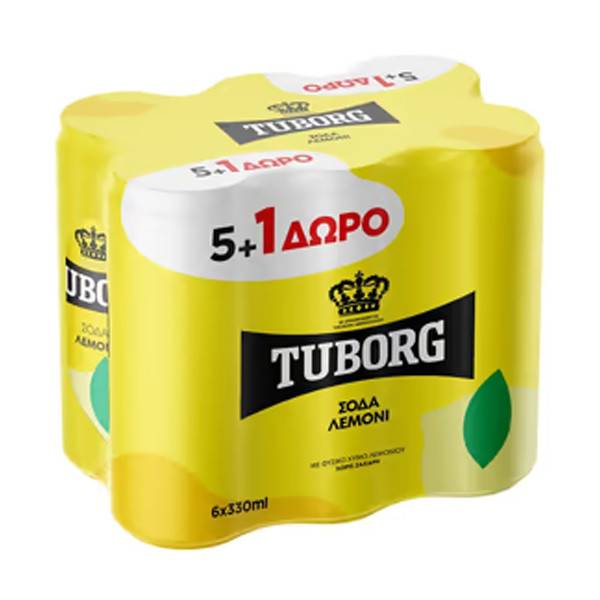 TUBORG αναψυκτικό σόδα με λεμόνι 6x330ml