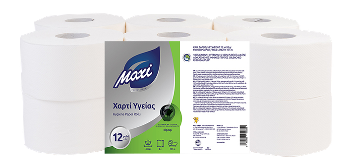 MAXI χαρτί υγείας αυτόματης μηχανής Rip Up 2φυλλο 12x450gr