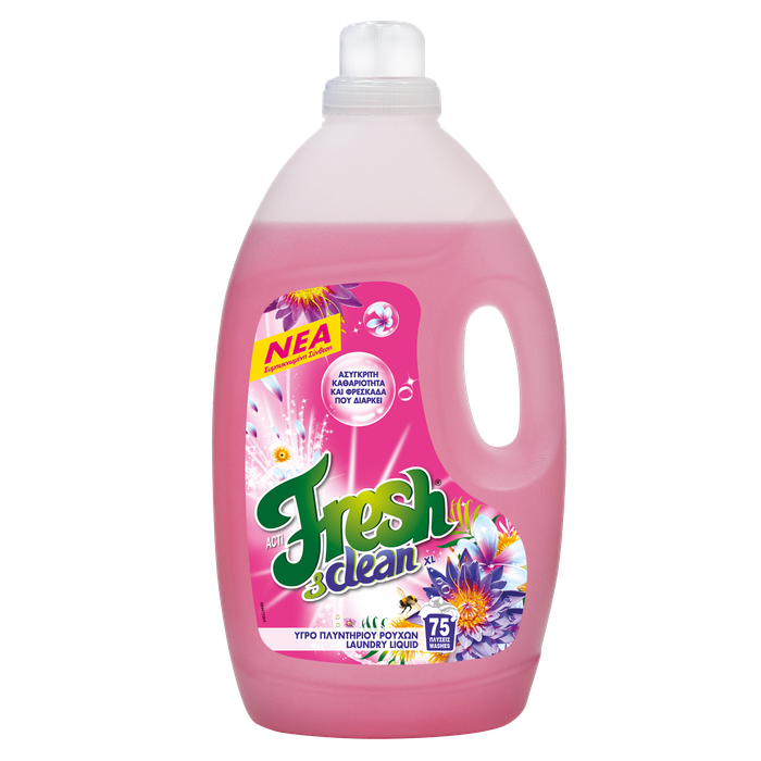 ACTIFRESH και CLEAN υγρό πλυντηρίου ρούχων με άρωμα λουλουδιών 75μεζ 3lt