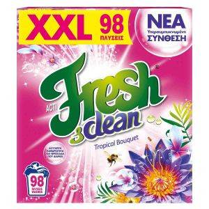 ACTIFRESH και CLEAN σκόνη πλυντηρίου ρούχων με άρωμα λουλουδιών 98μεζ 4,12kg