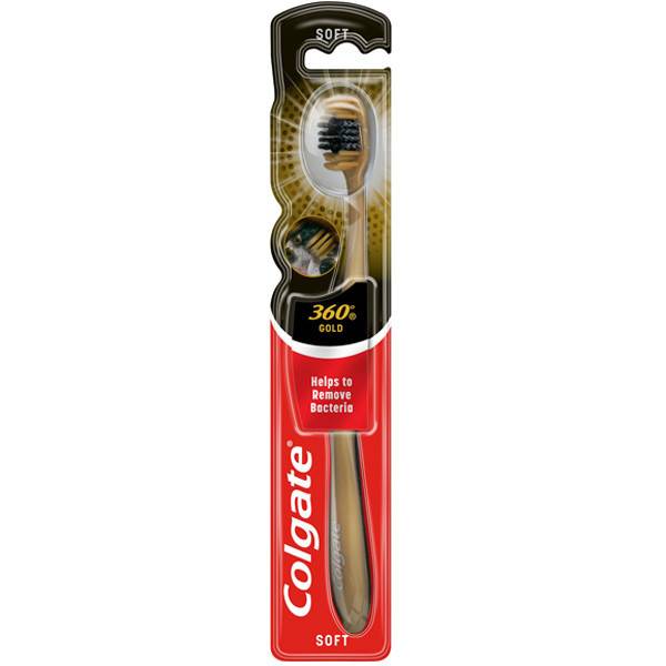 COLGATE οδοντόβουρτσα 360ᵒ Charcoal Gold μαλακή 1τεμ