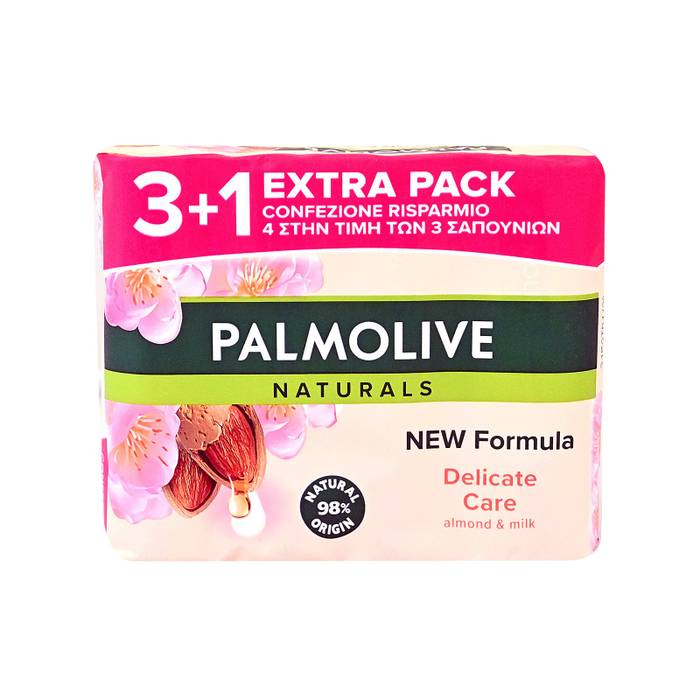 PALMOLIVE σαπούνι naturals με γάλα και αμύγδαλο 4x90gr