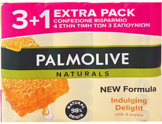 PALMOLIVE σαπούνι naturals με γάλα και μέλι 4x90gr
