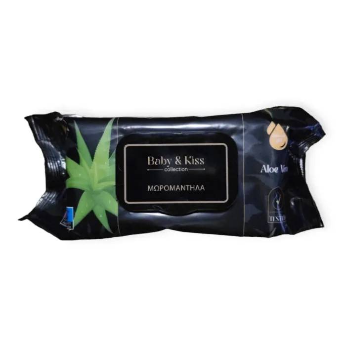 BABY και KISS μωρομάντηλα με καπάκι Aloe Vera 100τεμ