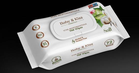 BABY και KISS μωρομάντηλα με καπάκι Soft 72τεμ