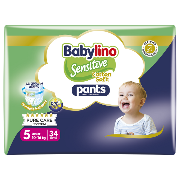 BABYLINO πάνες βρακάκι Sensitive No6 10-16kg 34τεμ