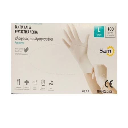 MOPATEX Sam γάντια latex ελαφρώς πουδραρισμένα large 100τεμ