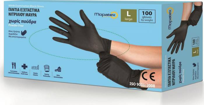 MOPATEX Sam γάντια νιτριλίου μαύρα light large 100τεμ