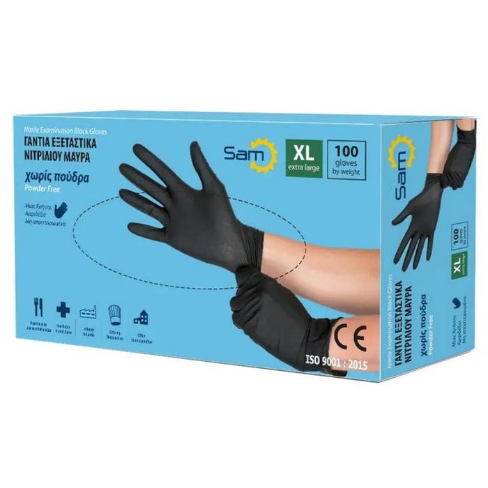 MOPATEX Sam γάντια νιτριλίου μαύρα light extra large 100τεμ