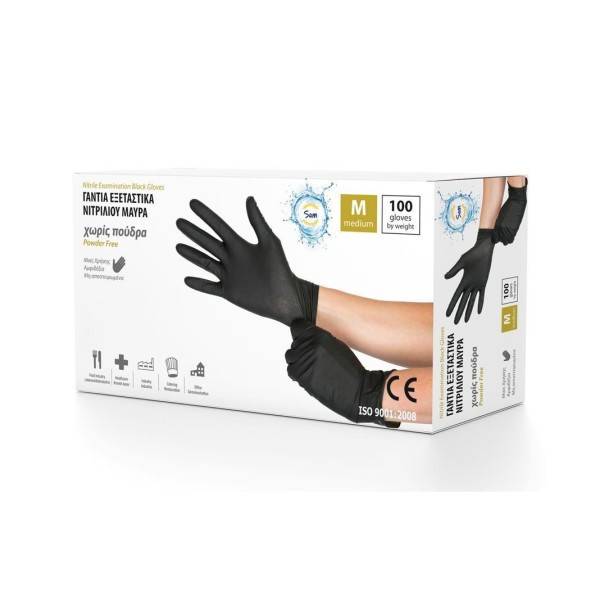 MOPATEX Sam γάντια νιτριλίου μαύρα έξτρα δυνατά medium 100τεμ