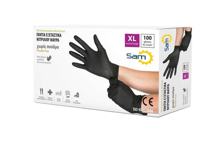 MOPATEX Sam γάντια νιτριλίου μαύρα έξτρα δυνατά extra large 100τεμ