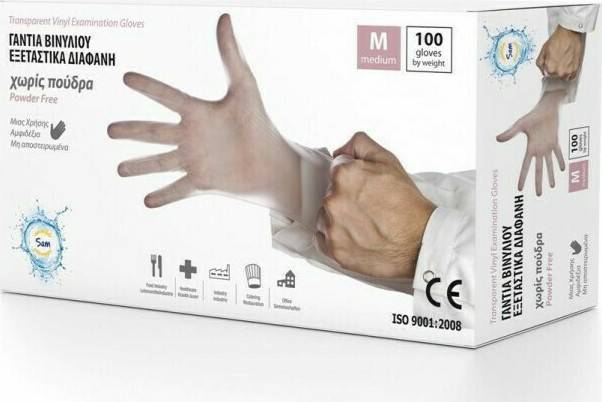 MOPATEX Sam γάντια βινυλίου εξεταστικά λευκά medium 100τεμ