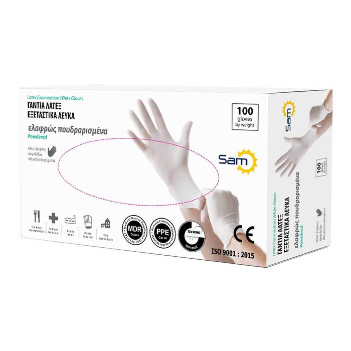 MOPATEX Sam γάντια βινυλίου εξεταστικά λευκά small 100τεμ