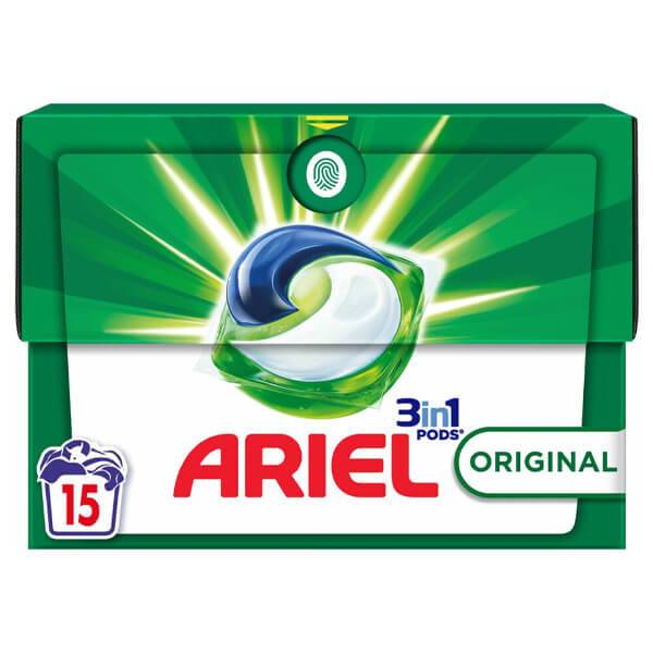 ARIEL κάψουλες πλυντηρίου ρούχων 3 in 1 Original 15τεμ
