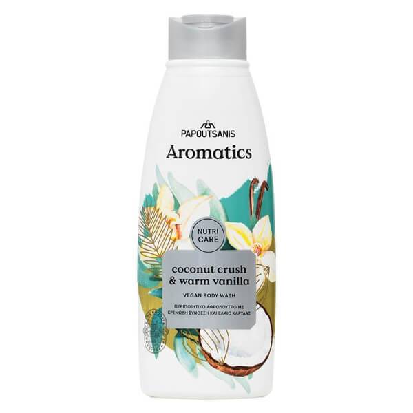 ΠΑΠΟΥΤΣΑΝΗΣ Aromatics αφρόλουτρο vegan κομμάτια καρύδας και βανίλια 600ml