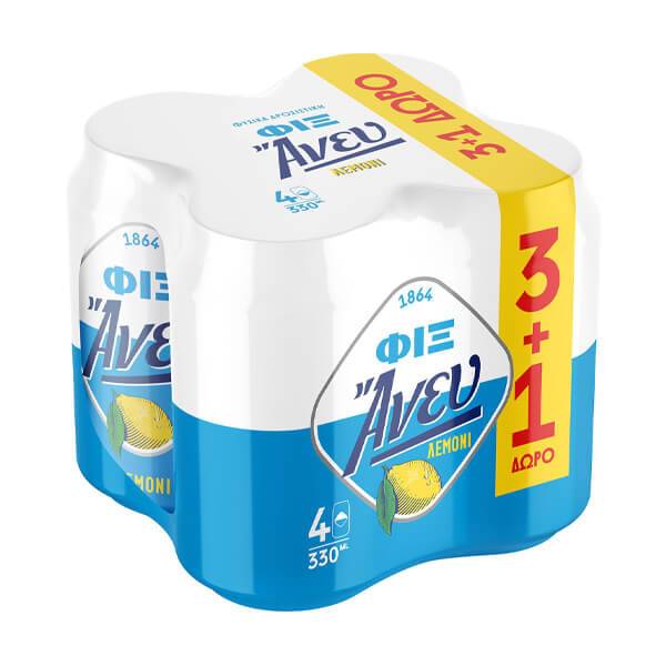 FIX HELLAS lager μπύρα άνευ χωρίς αλκοόλ με λεμόνι 4x330ml