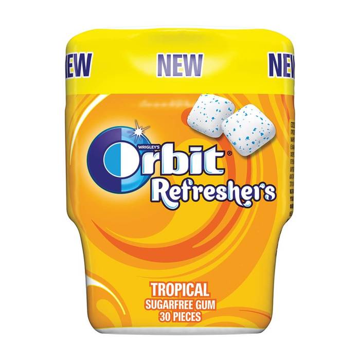 ORBIT τσίχλες με τροπικά φρούτα κουτί 67gr