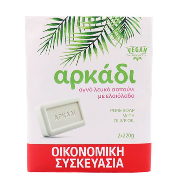 ΑΡΚΑΔΙ σαπούνι αγνό λευκό ελαιολάδου 2x220gr