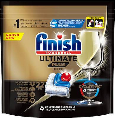FINISH ταμπλέτες πλυντηρίου πιάτων powerball ultimate plus classic 22τεμ