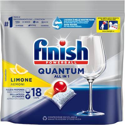 FINISH ταμπλέτες πλυντηρίου πιάτων powerball quantum λεμόνι 18τεμ