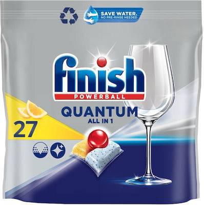 FINISH ταμπλέτες πλυντηρίου πιάτων powerball quantum λεμόνι 27τεμ
