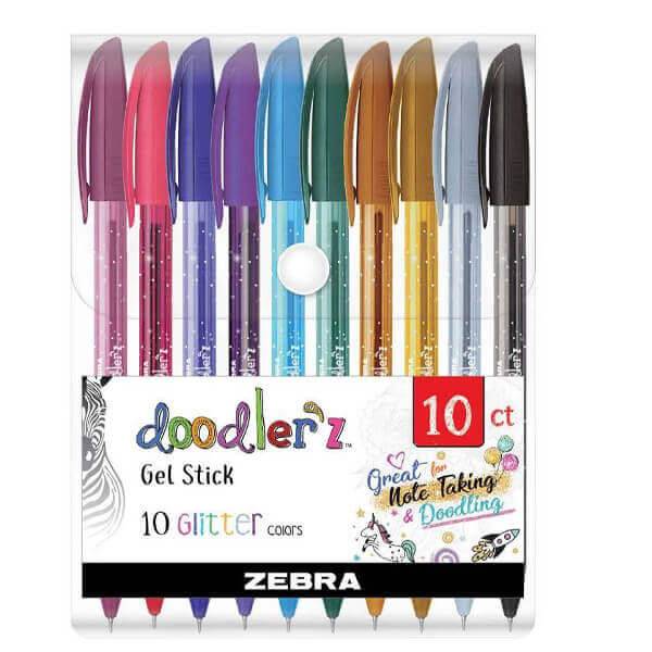 ZEBRA στυλό doodlerz με glitter 10τεμ