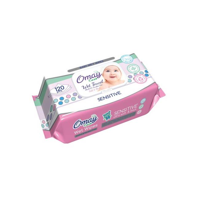 OMAY μωρομάντηλα με καπάκι Sensitive 120τεμ