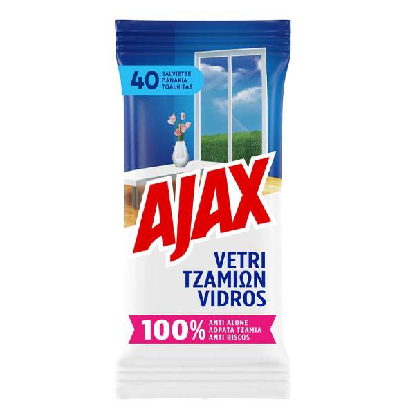 AJAX υγρά πανάκια καθαρισμού για τζάμια 40τεμ
