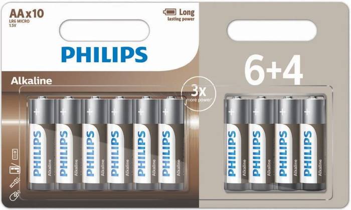 PHILIPS μπαταρία αλκαλική AA 10τεμ
