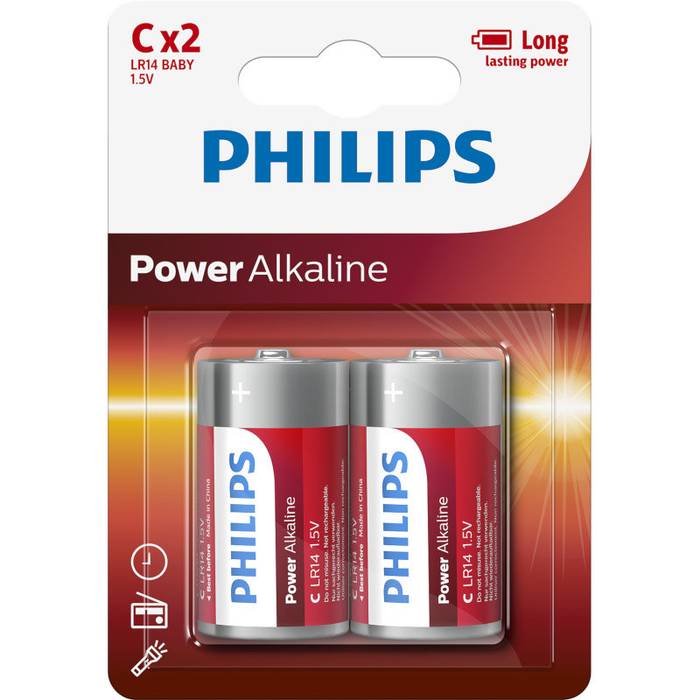PHILIPS μπαταρία αλκαλική C 2τεμ