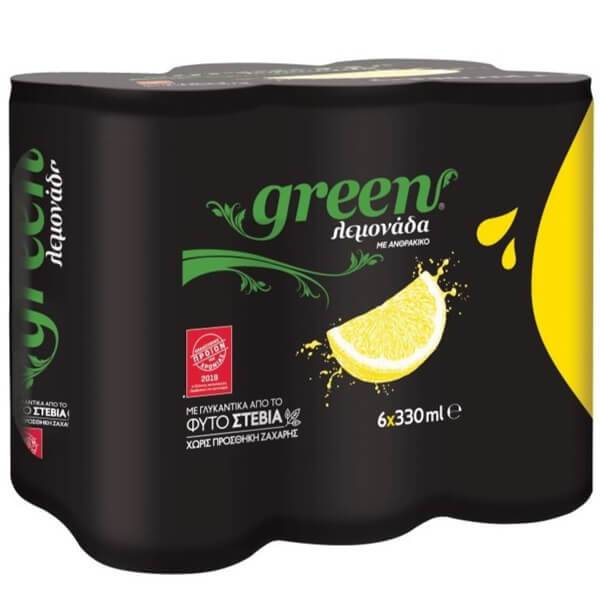 GREEN COLA αναψυκτικό λεμονάδα χωρίς ζάχαρη με stevia 6x330ml