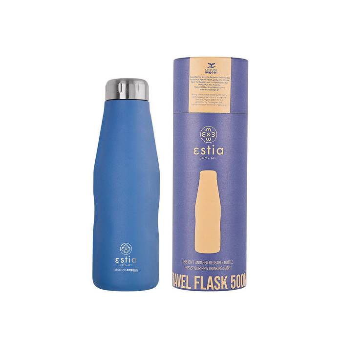 ESTIA travel flask μπουκάλι θερμός ανοξείδωτος BPA Free denim blue 500ml