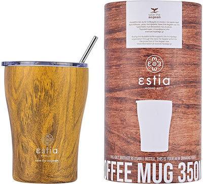 ESTIA coffee mug ποτήρι θερμός ανοξείδωτο BPA Free με καλαμάκι free sekoya 350ml