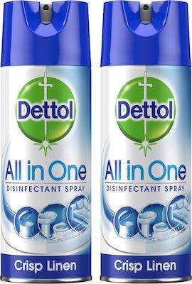 DETTOL υγρό απολυμαντικό spray all in one crisp linen 2x400ml