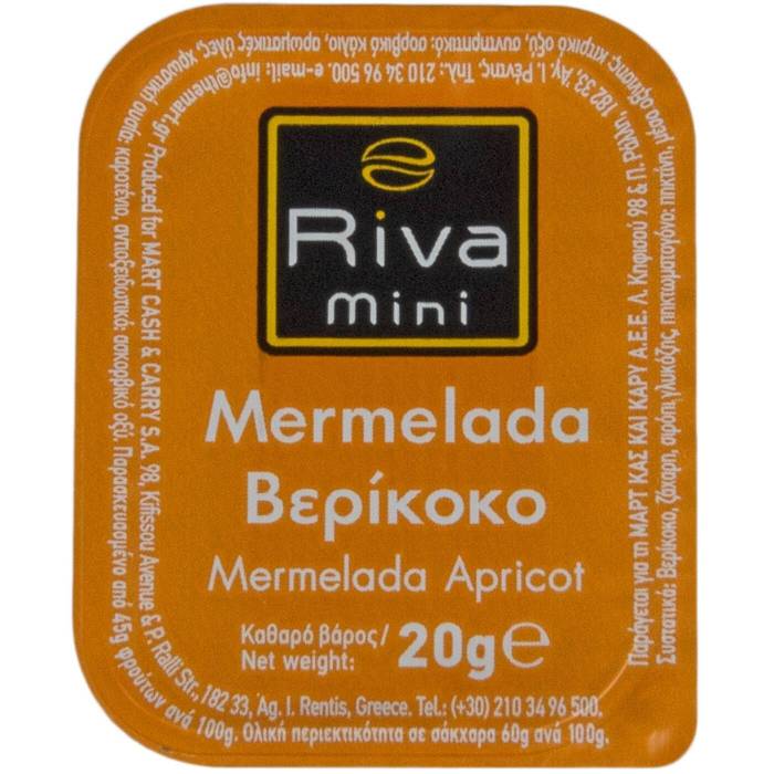 RIVA Cafe μαρμελάδα βερίκοκο μερίδα mini 100x20gr