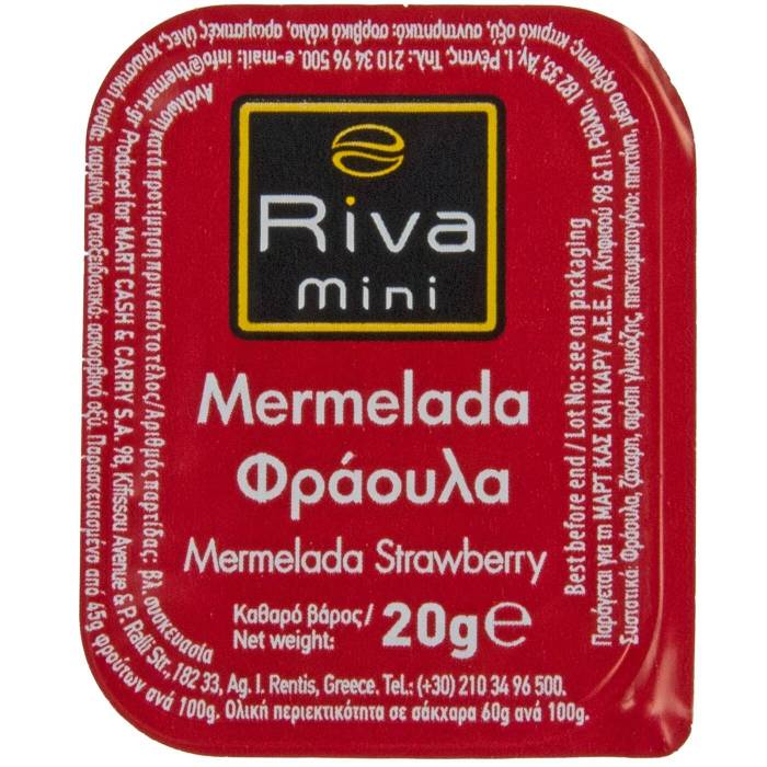 RIVA Cafe μαρμελάδα φράουλα μερίδα mini 100x20gr