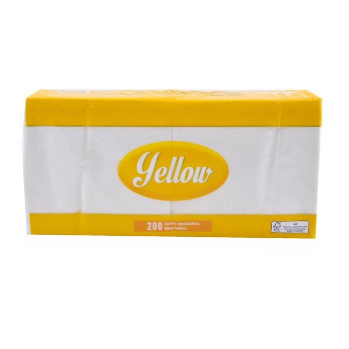 YELLOW χαρτοπετσέτες λευκές 33x33cm 200 φύλλα