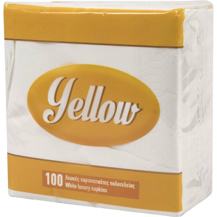 YELLOW χαρτοπετσέτες λευκές 33x33cm 100 φύλλα