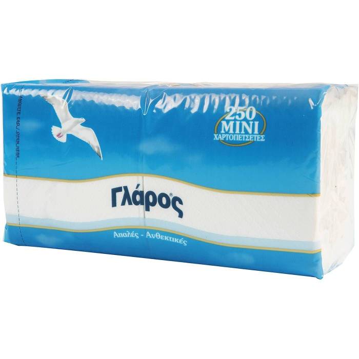 ΓΛΑΡΟΣ χαρτοπετσέτες λευκές 24x24cm 250τεμ