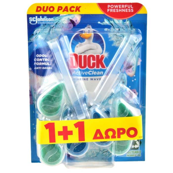 DUCK αποσμητικό τουαλέτας με θήκη active clean marine wave 2x38,6gr