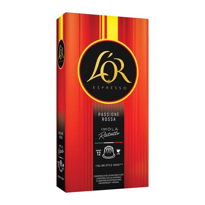 L'OR καφές espresso Passione Rossa Imola Ristretto σε κάψουλες συμβατές με μηχανή Nespresso 10τεμ