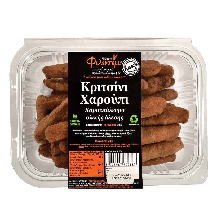 ΦΙΛΕΝΤΕΜ κριτσίνια με χαρούπι ολικής άλεσης 300gr
