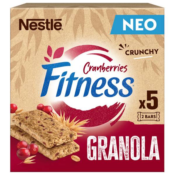 NESTLE μπάρες δημητριακών fitness granola με κράνμπερι 5x38gr