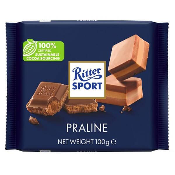 RITTER SPORT σοκολάτα γάλακτος με πραλίνα 100gr
