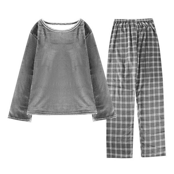 TNS πυτζάμα ανδρική γκρι με καρώ one size