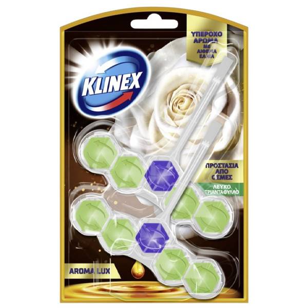 KLINEX μπλοκ αρωματικό τουαλέτας aroma luxe λευκό τριαντάφυλλο 2x50gr