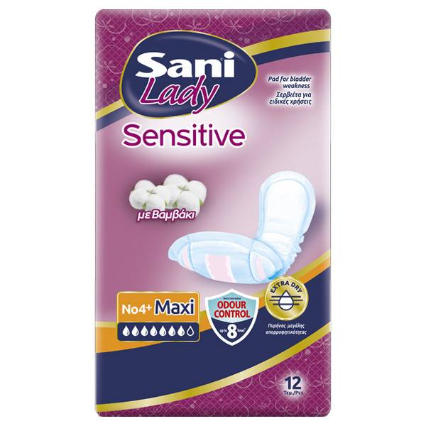 SANI sensitive lady σερβιέτες ειδικών χρήσεων No4+ maxi 12τεμ