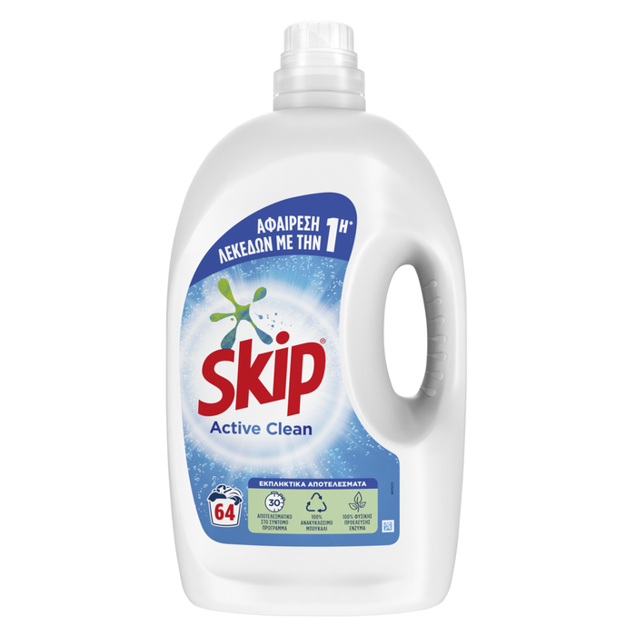 SKIP υγρό πλυντηρίου ρούχων Active Clean 64μεζ 3,2lt